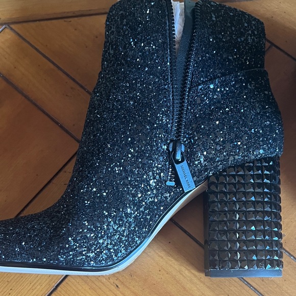 Michael Kors Black Sparkle Ankle Booties - Picture 3 of 7